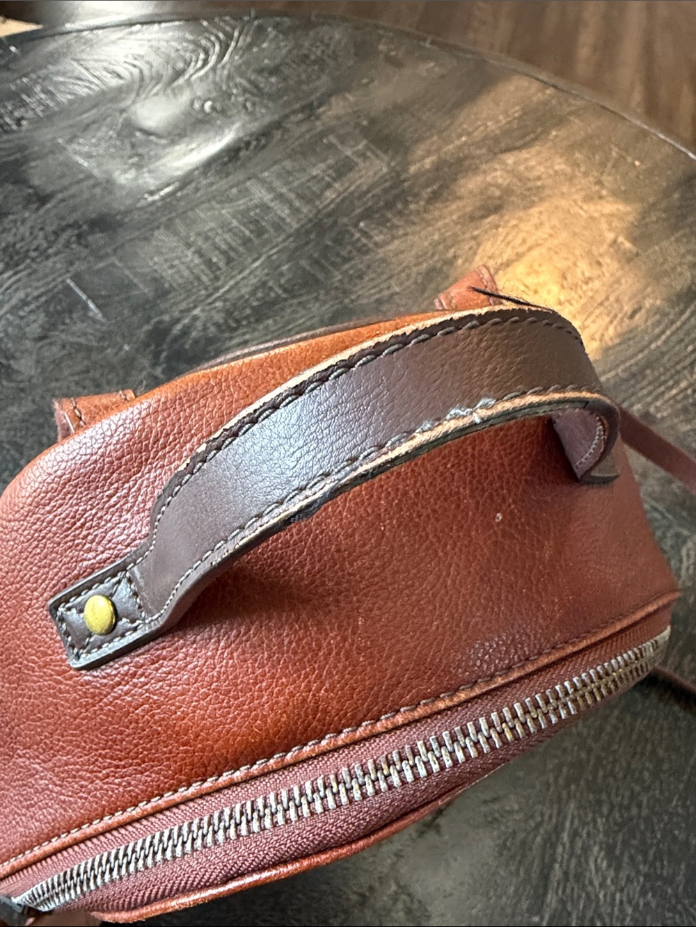 Vintage Fossil Brown Pebbled Leather Mini Backpack - Picture 5 of 8